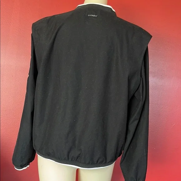 Liz Golf by Liz Claiborne Black V-Neck windbreaker Pullover Top - Picture 9 of 16